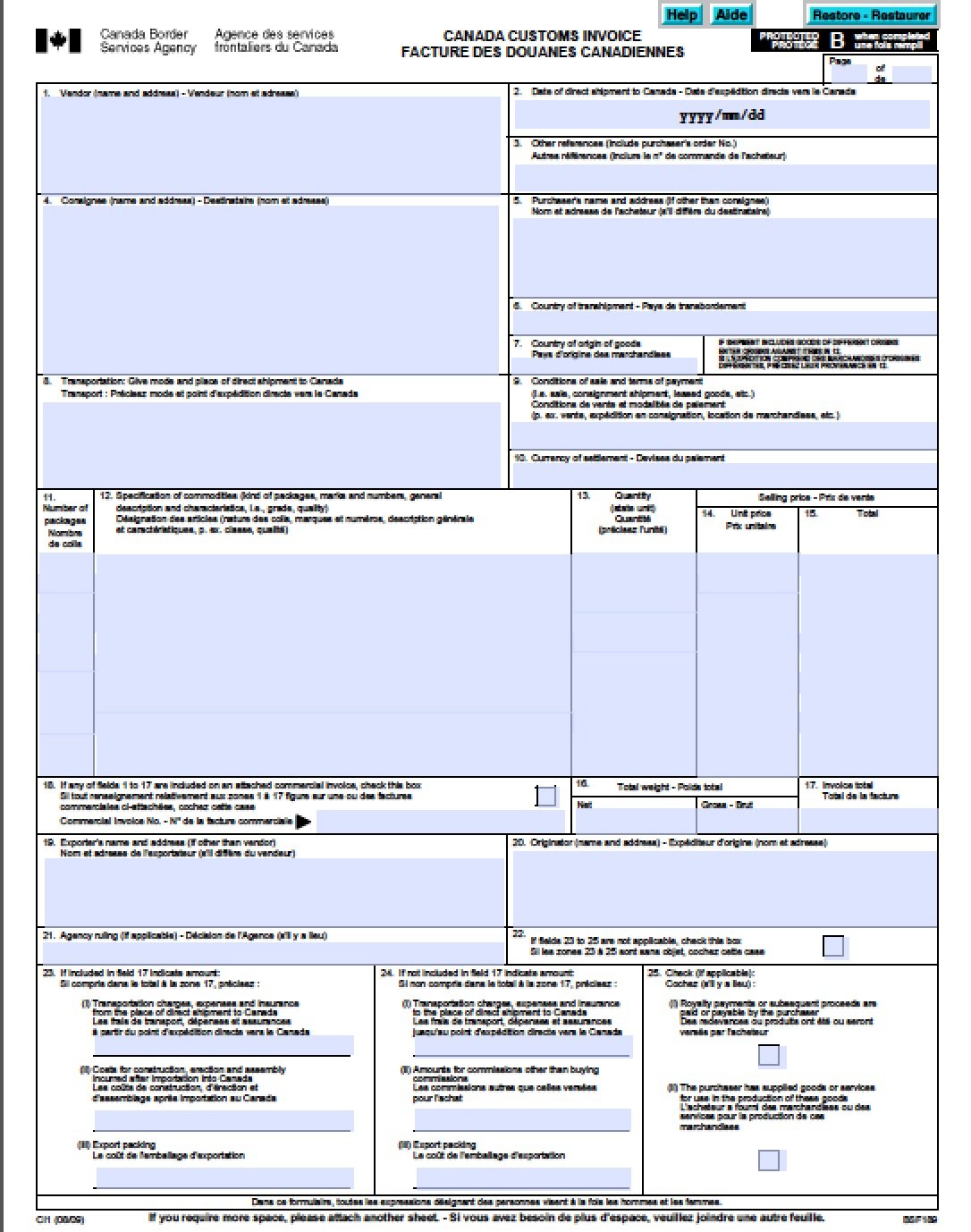 canada-customs-border-invoice-template-form-ci1